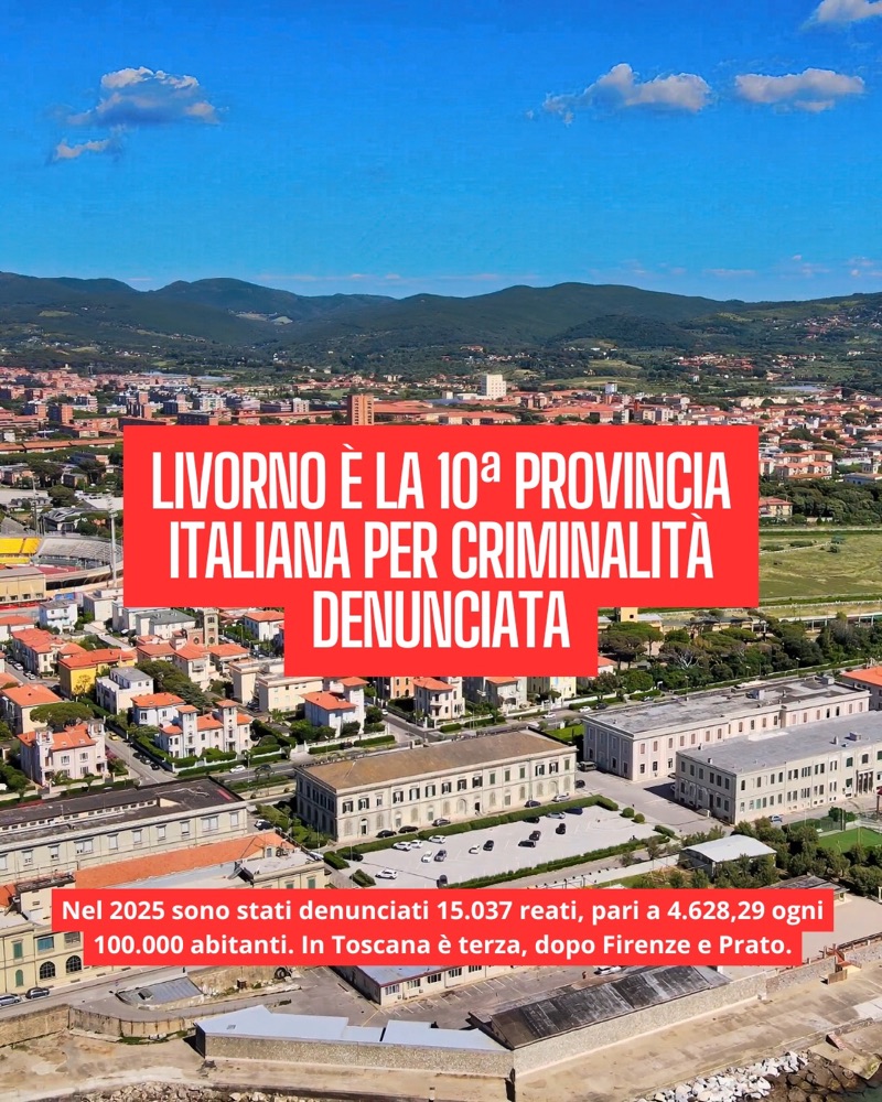Livorno è la decima provincia italiana per criminalità denunciata